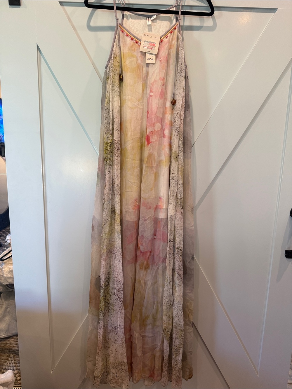 Blank NYC Pastel Pink, Yellow & Green Floral Maxi Dress